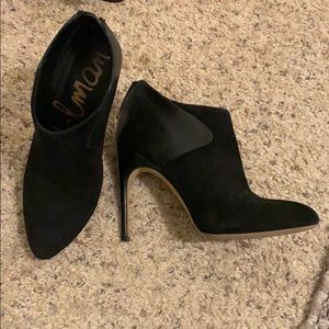 Sam Edelman Black Suede & Leather Stiletto Booties